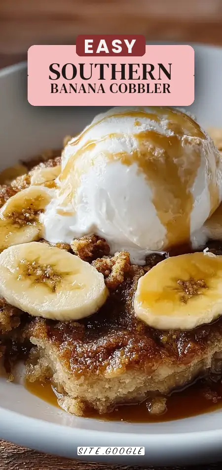 Pinterest pin (Design 2) for Southern Banana Cobbler