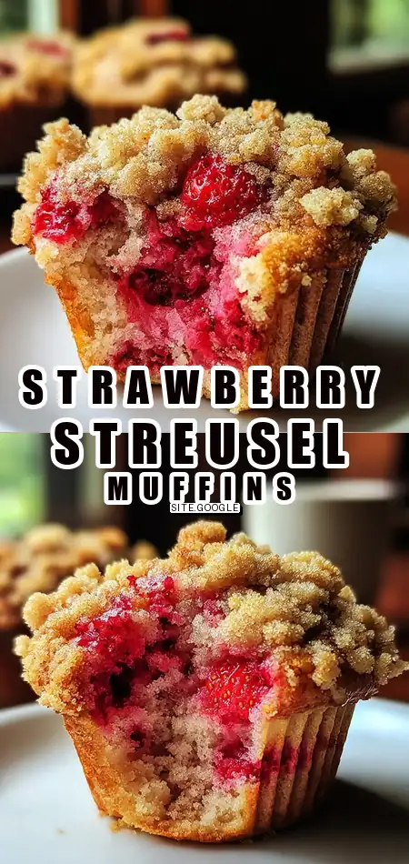 Bakery-Style Fresh Strawberry Muffins with Streusel Topping