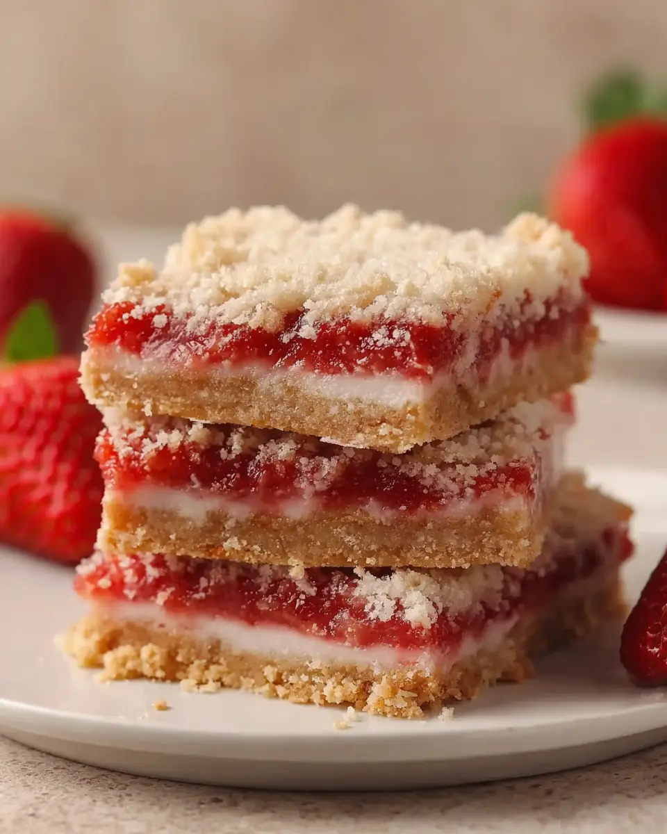 A delicious plate of Strawberry Shortcake Bars | Easy, Delicious Dessert Recipe