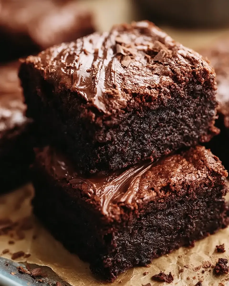 A delicious plate of 3-Ingredient Nutella Brownies