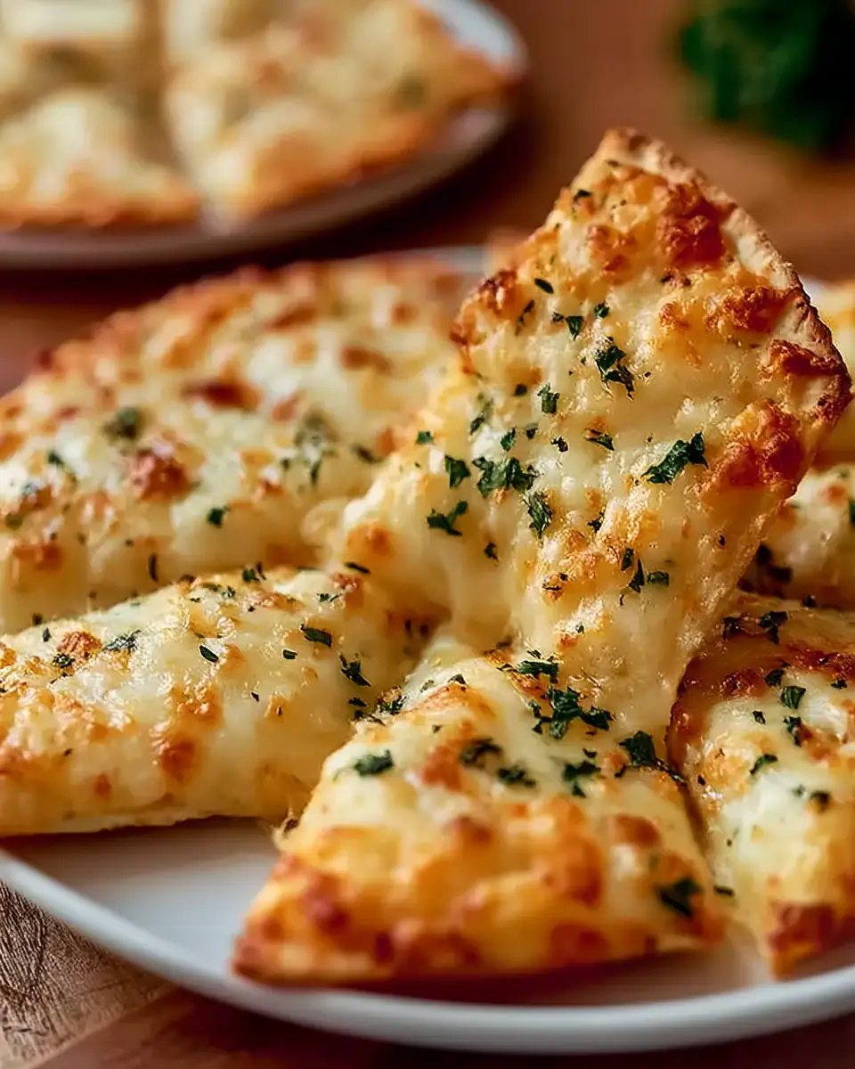 A delicious plate of Air Fryer Cheesy Tortilla Garlic Bread