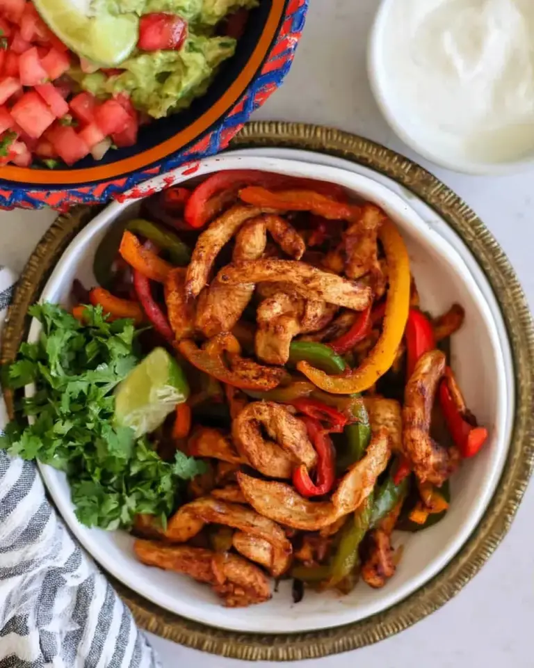 A delicious plate of Air Fryer Chicken Fajitas