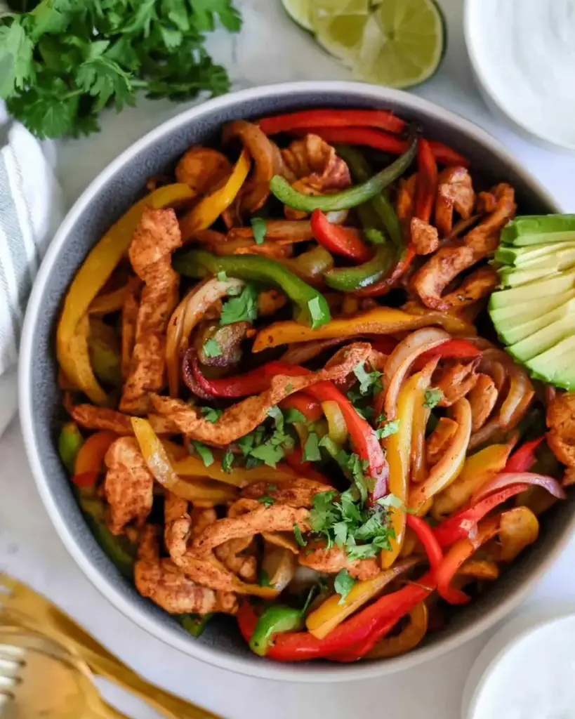A delicious plate of Air Fryer Chicken Fajitas