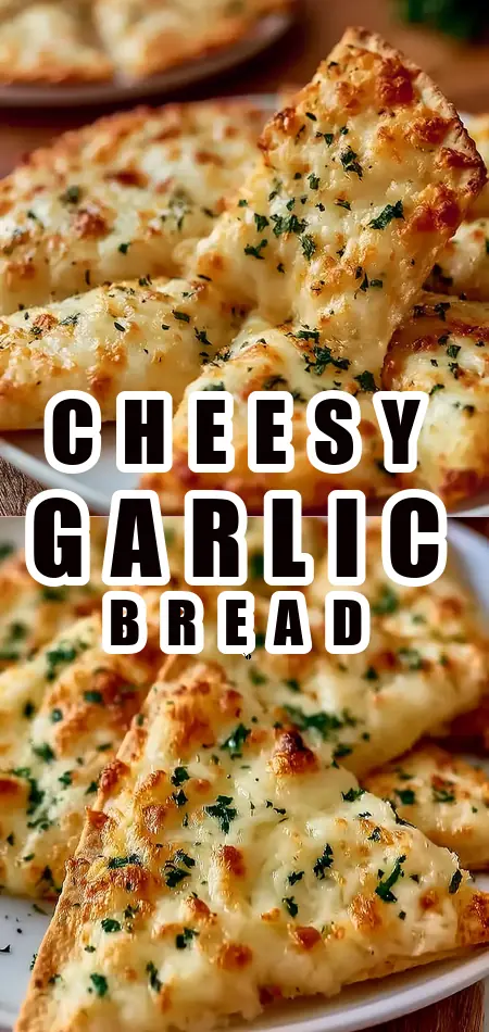 Pinterest pin (Design 1) for Air Fryer Cheesy Tortilla Garlic Bread