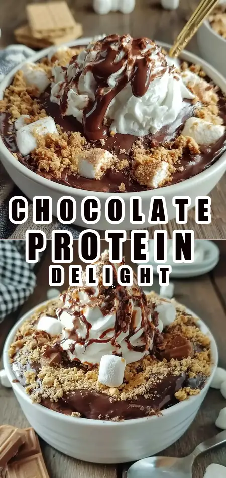 Pinterest pin (Design 1) for High Protein Double Chocolate S’mores Bowl