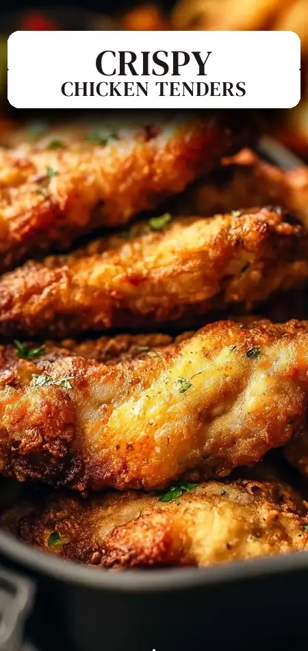 Pinterest pin (Design 2) for Crispy Chicken Tenders in Farberware French Door Air Fryer Toaster Oven