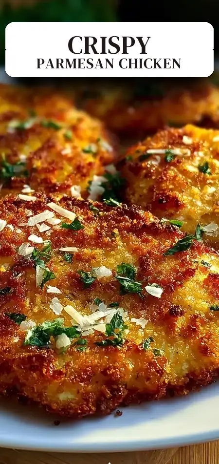 Pinterest pin (Design 2) for Quick Crispy Air Fryer Parmesan Crusted Chicken