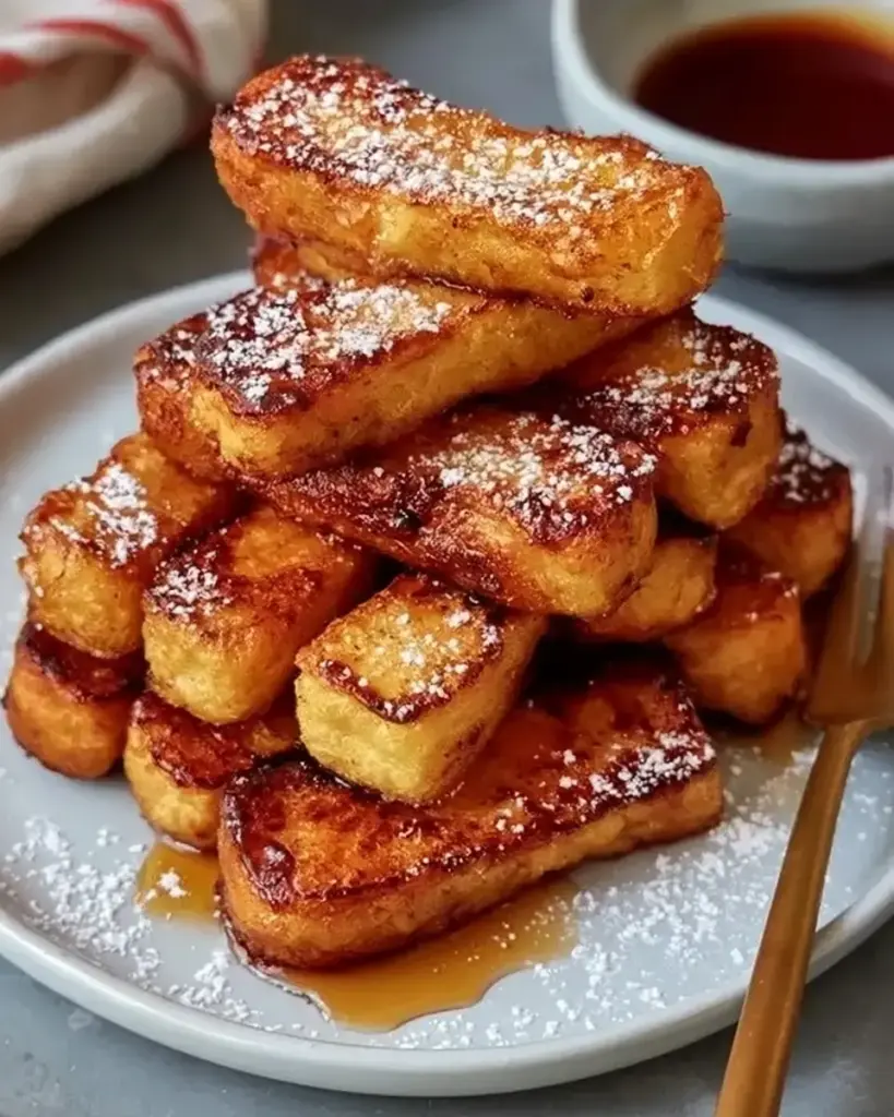 A delicious plate of Crispy Air Fryer French Toast Sticks
