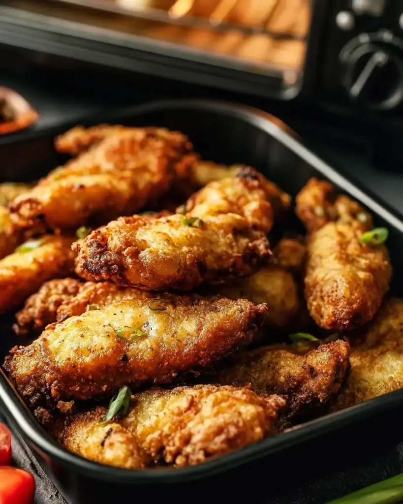 A delicious plate of Crispy Chicken Tenders in Farberware French Door Air Fryer Toaster Oven