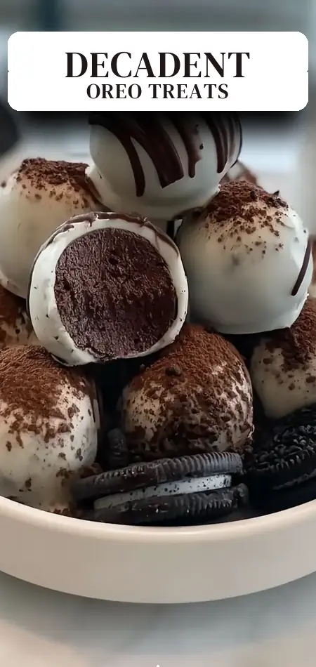 Pinterest pin (Design 2) for Oreo Balls (3 Ingredient No-Bake Dessert for Holidays & Parties)
