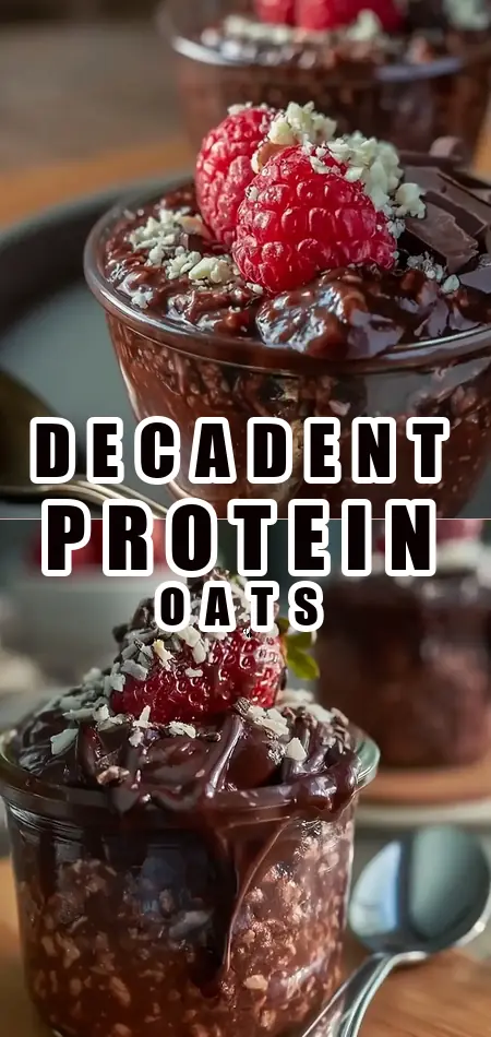 Pinterest pin (Design 1) for Decadent Brownie Batter Overnight Oats Recipe with 25g Protein Make-Ahead Breakfast