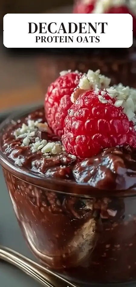 Pinterest pin (Design 2) for Decadent Brownie Batter Overnight Oats Recipe with 25g Protein Make-Ahead Breakfast