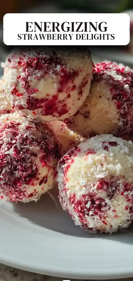Pinterest pin (Design 2) for "Strawberry Cheesecake Protein Balls That Boost Energy!"