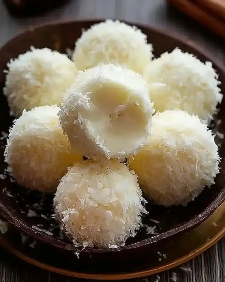 A delicious plate of Easy Coconut Cream Balls – No-Bake Delicious Treats