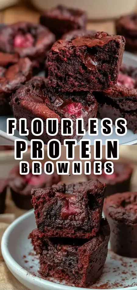 Pinterest pin (Design 1) for High Protein Brownie Bites Recipe 5 Ingredients Flourless Easy