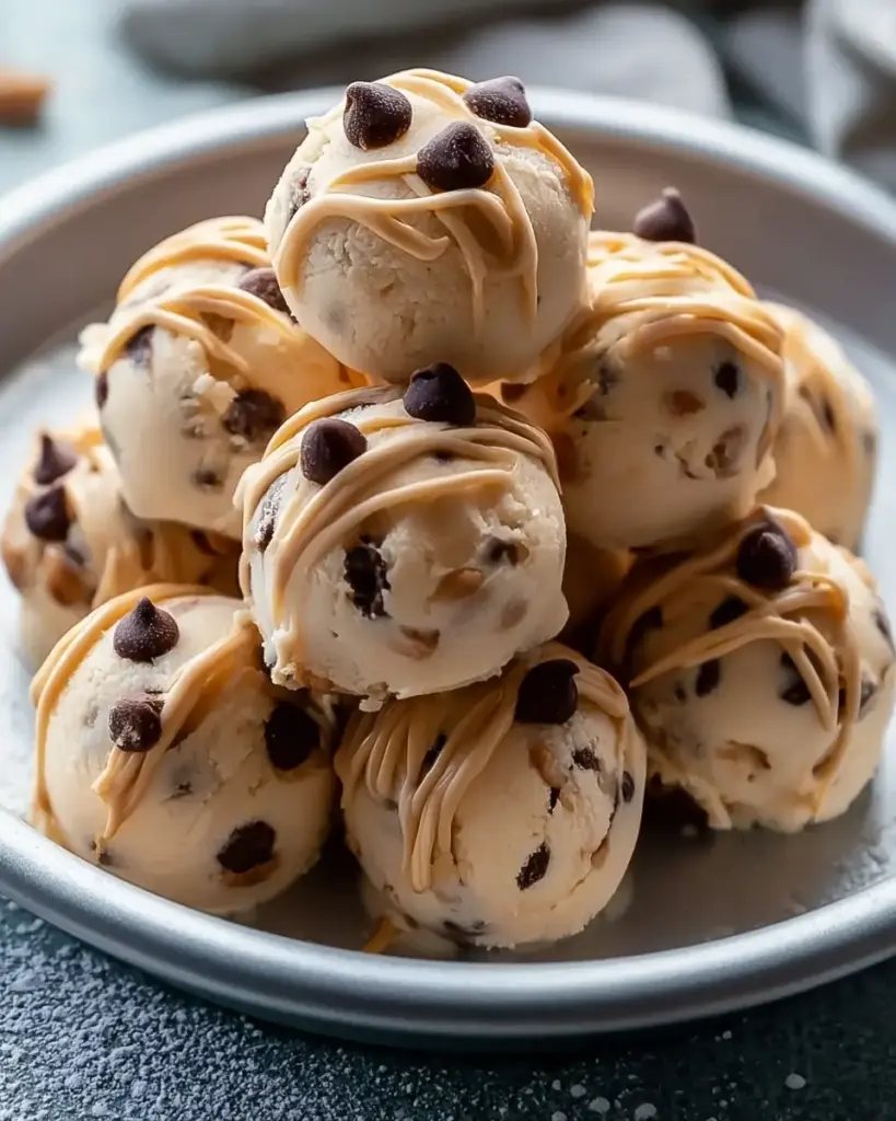 A delicious plate of Frozen Greek Yogurt Peanut Butter Bites