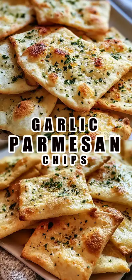 Pinterest pin (Design 1) for Garlic-Parm Air-Fryer Flatbread Chips