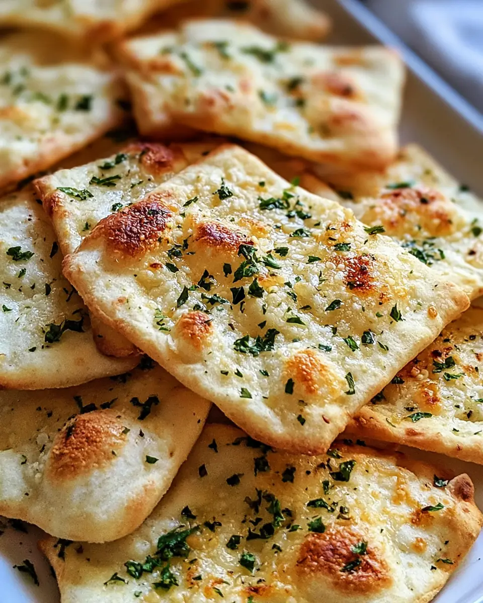 A delicious plate of Garlic-Parm Air-Fryer Flatbread Chips