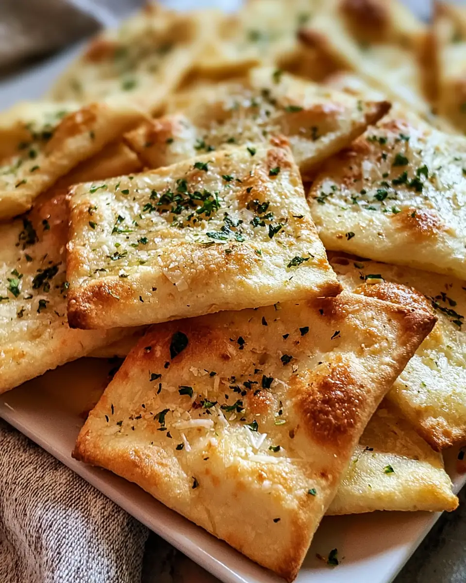 A delicious plate of Garlic-Parm Air-Fryer Flatbread Chips