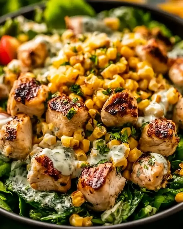 A delicious plate of High Protein Chicken Street Corn Salad