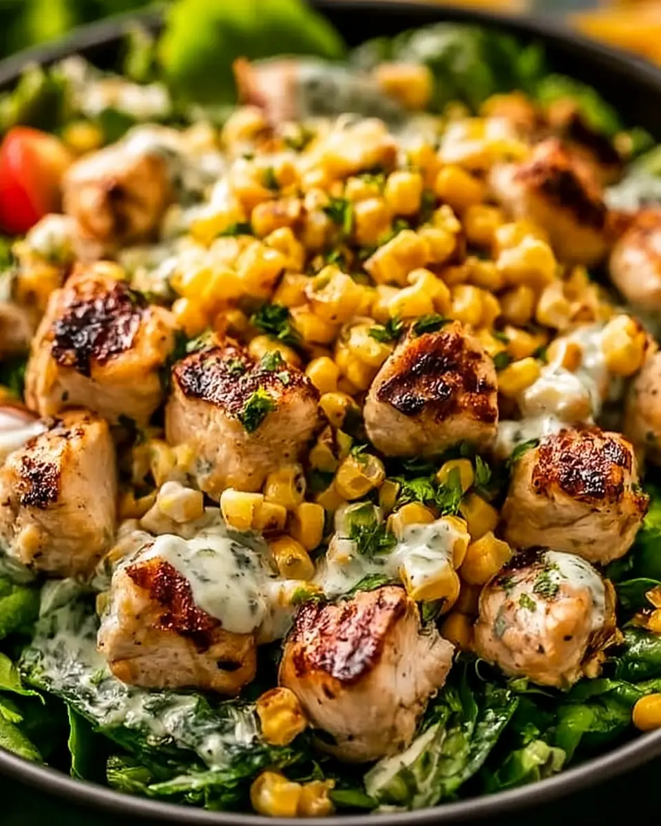 A delicious plate of High Protein Chicken Street Corn Salad