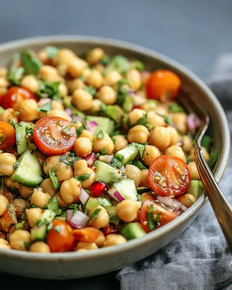 A delicious plate of High Protein Chickpea Salad (Vegan + Gluten-Free) – Fresh, Protein-Packed, and Flavorful