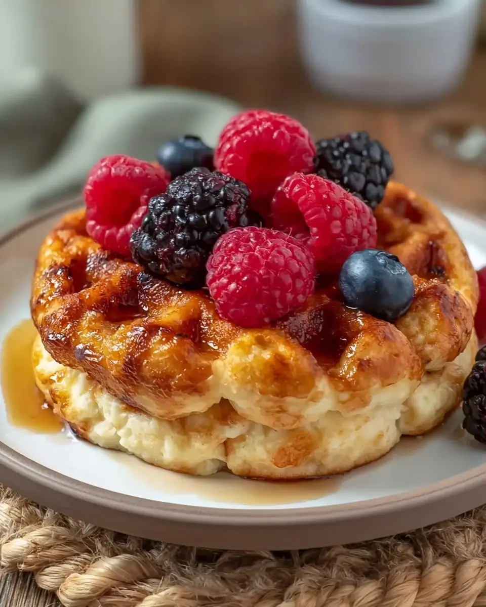 A delicious plate of High Protein Cottage Cheese Waffles Recipe Easy Healthy Snack Idea