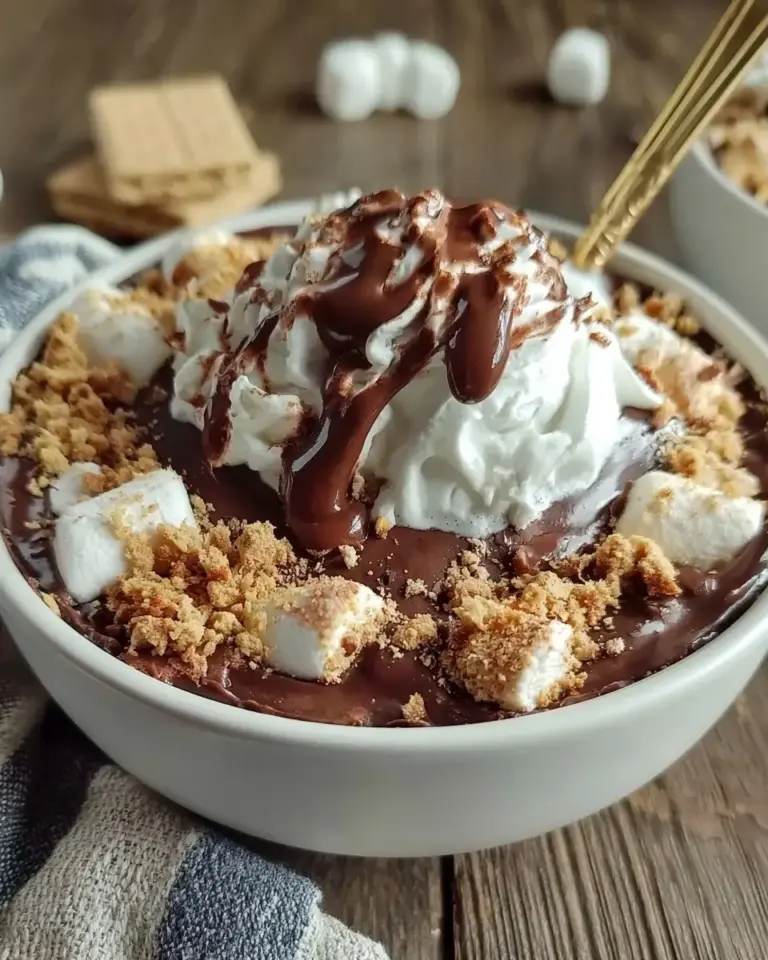 A delicious plate of High Protein Double Chocolate S’mores Bowl