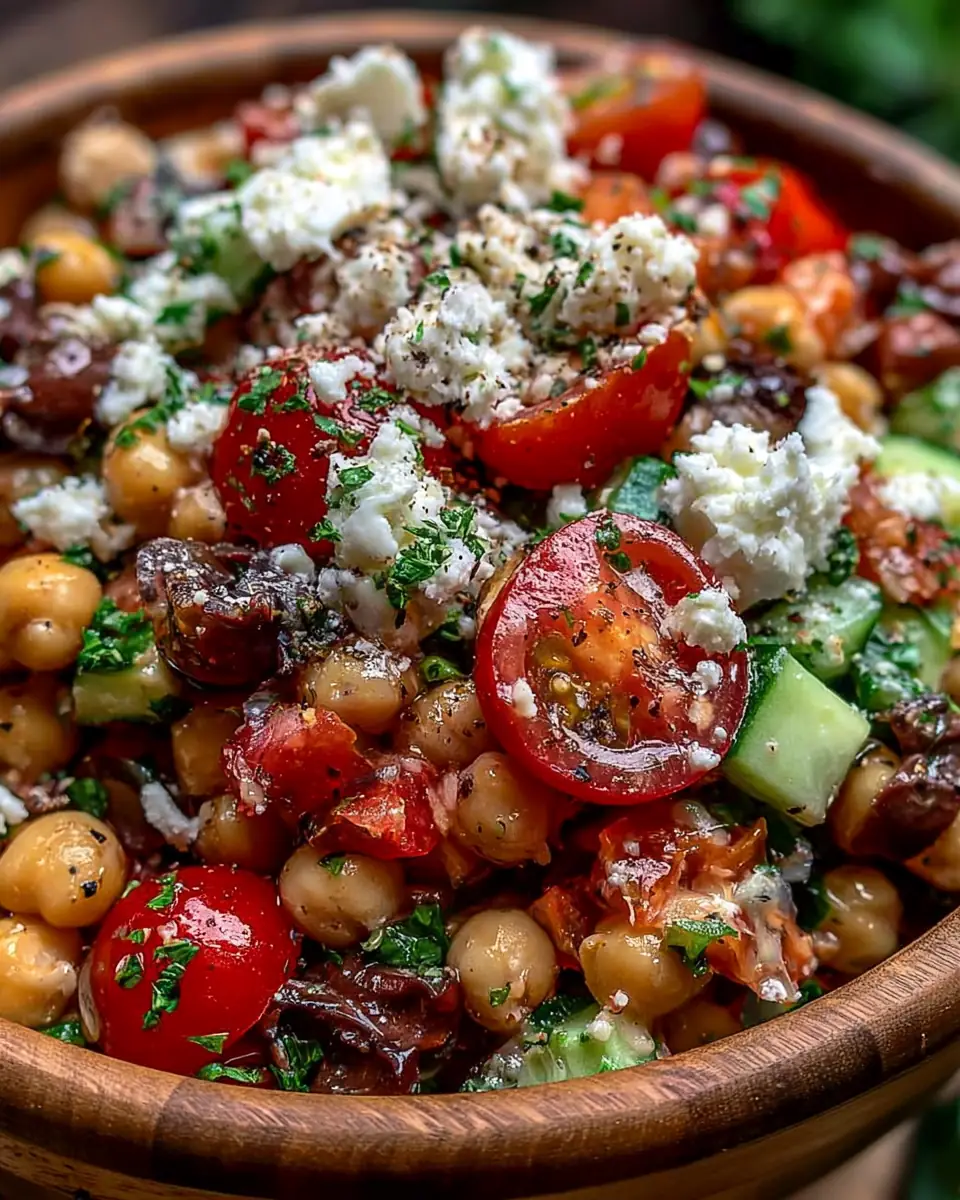 A delicious plate of High Protein Greek Chickpea Salad
