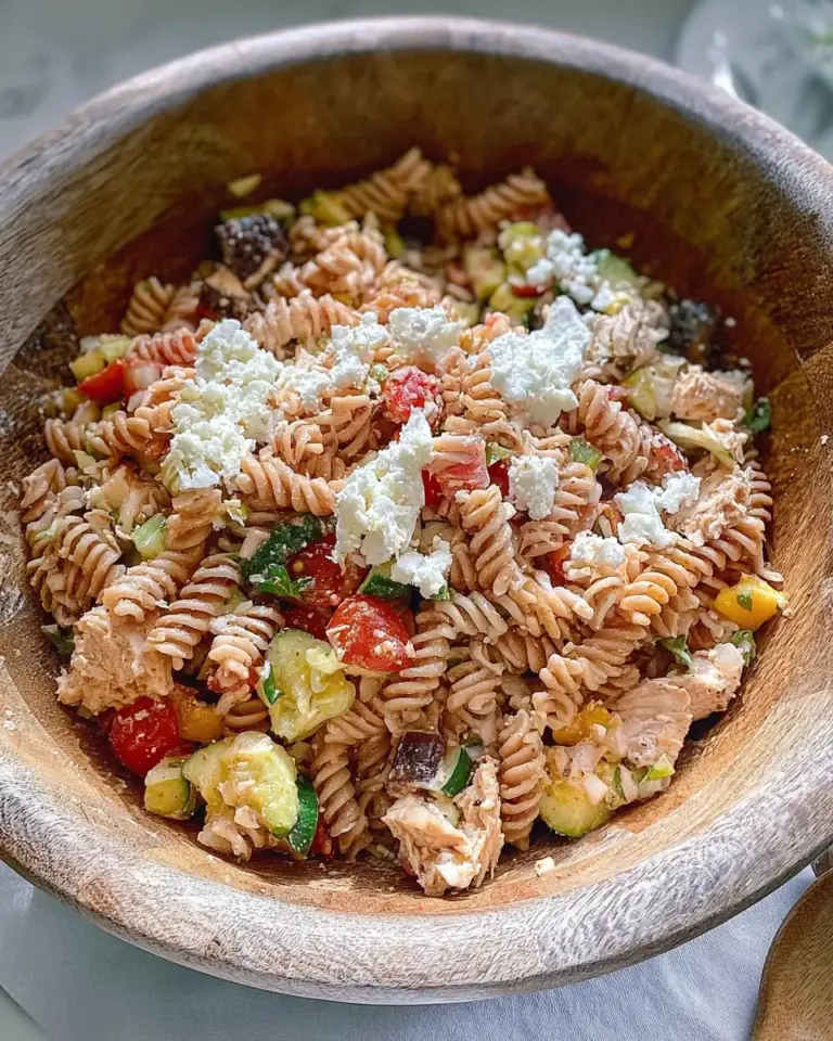 A delicious plate of High Protein Pasta Salad