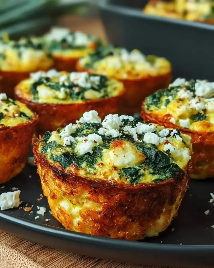 A delicious plate of High Protein Spinach Feta Egg Muffins