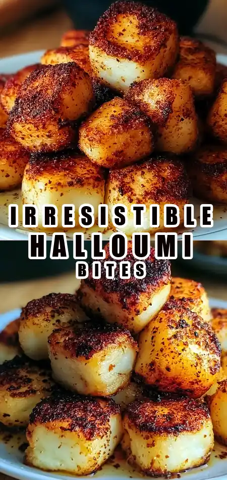 Pinterest pin (Design 1) for Crispy Air Fryer Halloumi Cheese Bites You Can't Resist