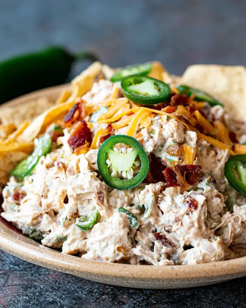 A delicious plate of Jalapeno Popper Keto Chicken Salad Recipe