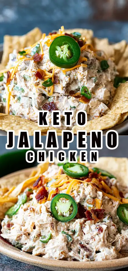 Pinterest pin (Design 1) for Jalapeno Popper Keto Chicken Salad Recipe