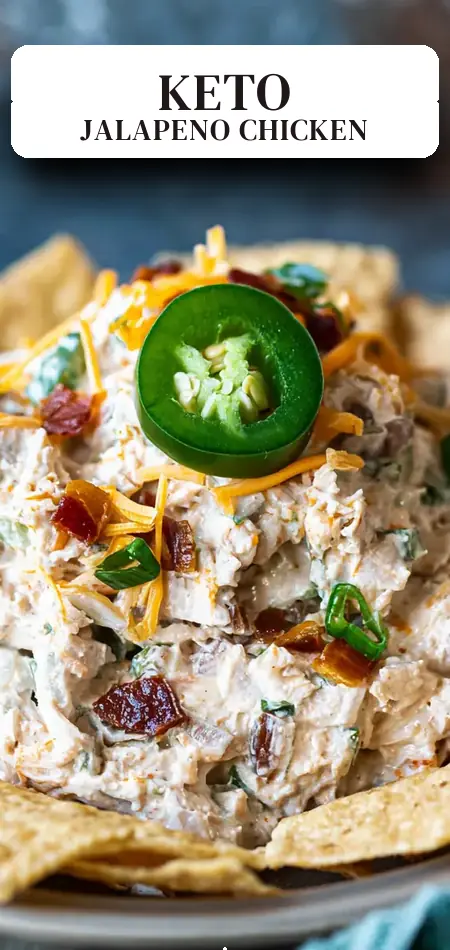 Pinterest pin (Design 2) for Jalapeno Popper Keto Chicken Salad Recipe