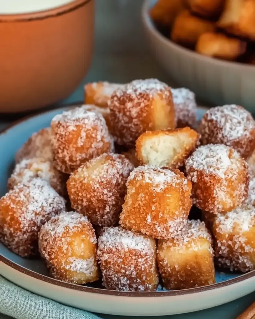 A delicious plate of Light & Crunchy Angel Cake Churro Bites Recipe You’ll Love
