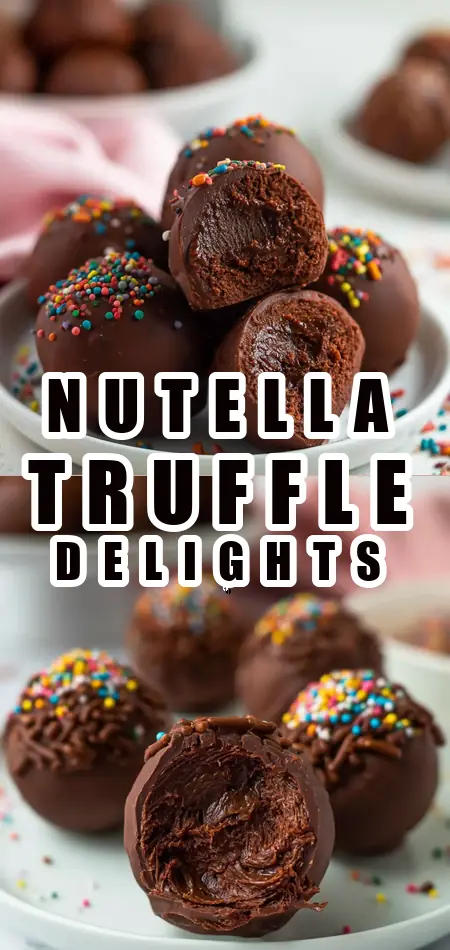 Pinterest pin (Design 1) for 3 ingredient Nutella Truffles