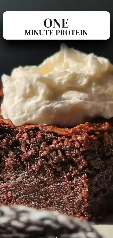 Pinterest pin (Design 2) for High Protein One-Minute Brownie Recipe 13g Protein Quick Dessert