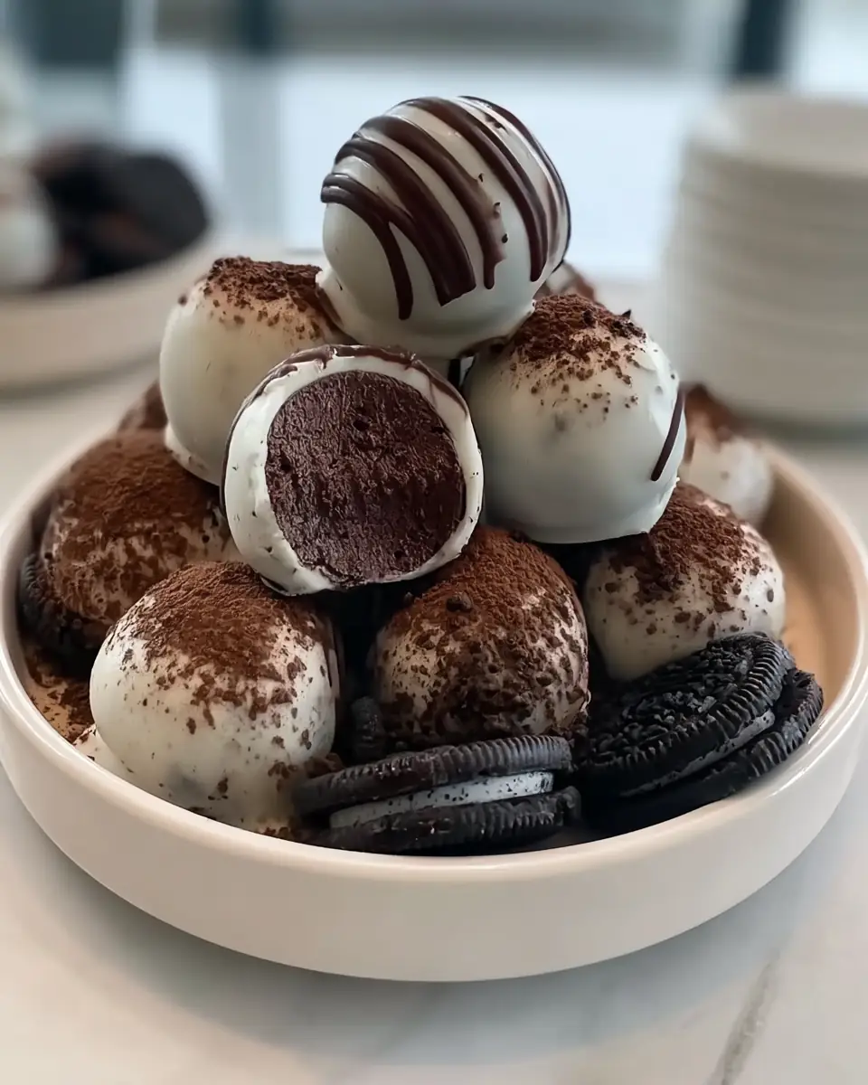 A delicious plate of Oreo Balls (3 Ingredient No-Bake Dessert for Holidays & Parties)