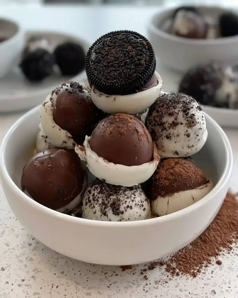 A delicious plate of Oreo Balls (3 Ingredient No-Bake Dessert for Holidays & Parties)