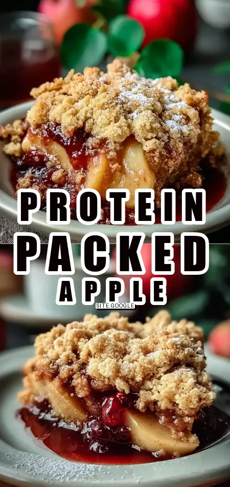 Pinterest pin (Design 1) for High-Protein Apple Crumble