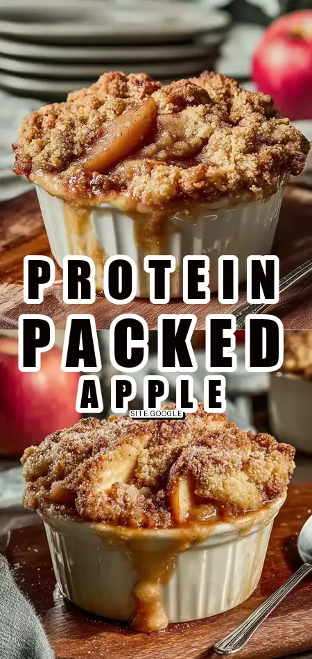 Pinterest pin (Design 1) for High Protein Apple Crumble Recipe Easy 20g Protein Dessert