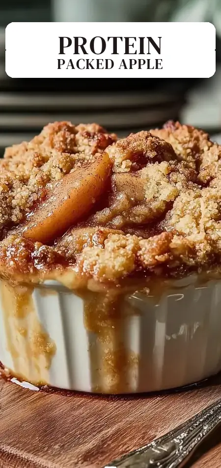 Pinterest pin (Design 2) for High Protein Apple Crumble Recipe Easy 20g Protein Dessert