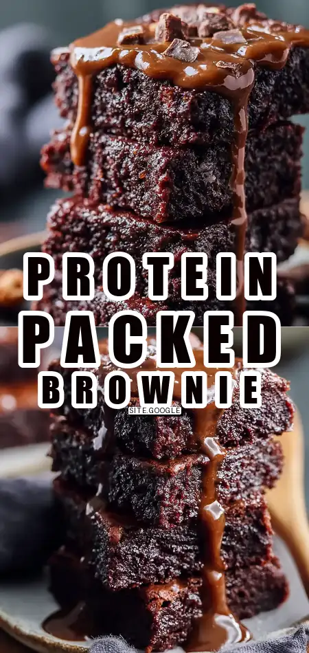 Pinterest pin (Design 1) for easy protein brownies recipe