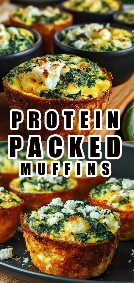 Pinterest pin (Design 1) for High Protein Spinach Feta Egg Muffins