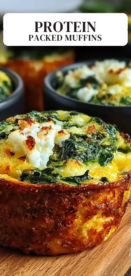 Pinterest pin (Design 2) for High Protein Spinach Feta Egg Muffins