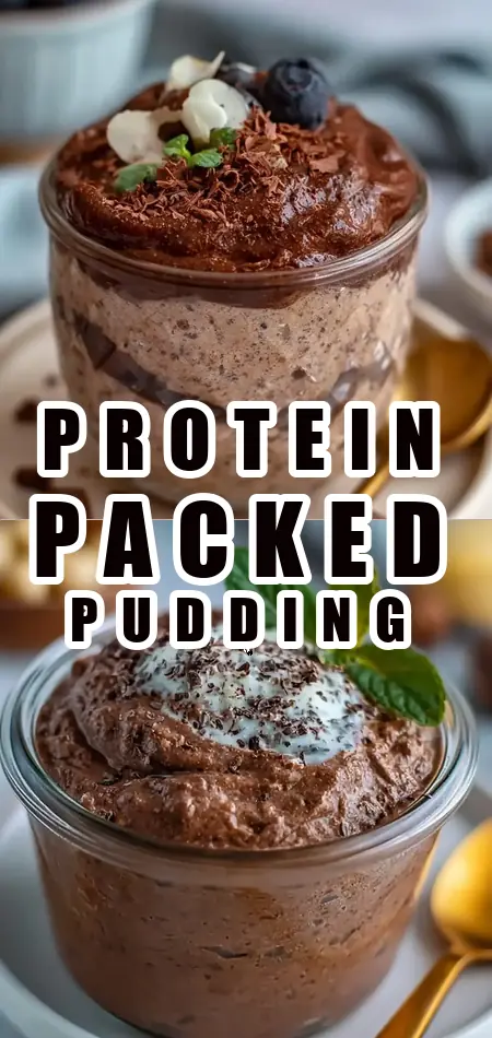 Pinterest pin (Design 1) for High Protein Pudding Recipe 50g Protein Creamy Greek Yogurt Dessert