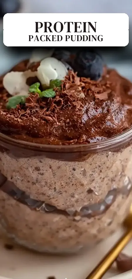 Pinterest pin (Design 2) for High Protein Pudding Recipe 50g Protein Creamy Greek Yogurt Dessert