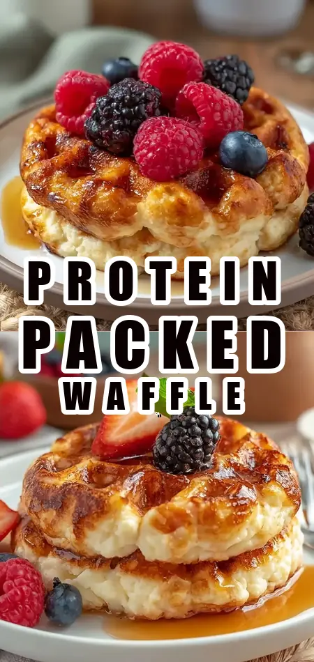Pinterest pin (Design 1) for High Protein Cottage Cheese Waffles Recipe Easy Healthy Snack Idea