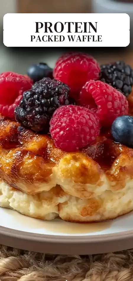 Pinterest pin (Design 2) for High Protein Cottage Cheese Waffles Recipe Easy Healthy Snack Idea